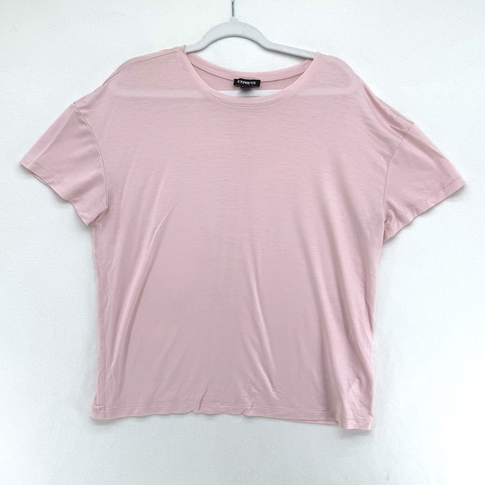 Express Tee Women Large Pink Conscious Edit Lyocell Relaxed Drop Shoulder Shirt